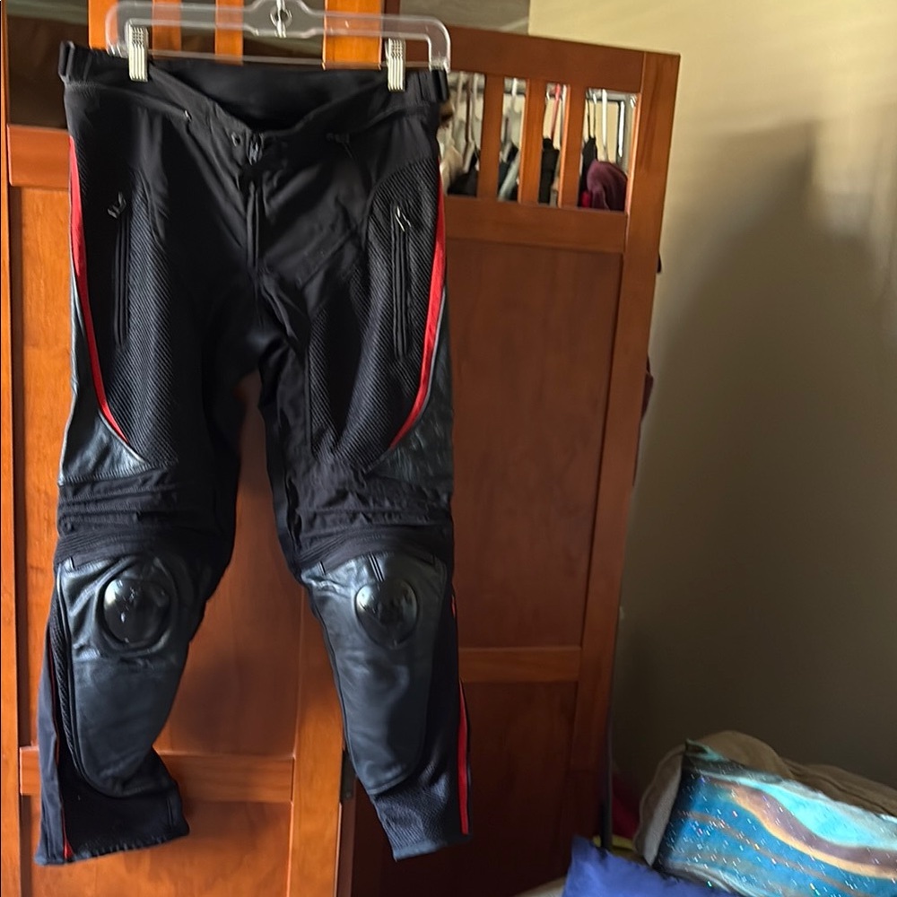 Dainese Women’s Black and Red Motorcycle Pants with Protective Knee Cups